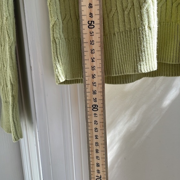 TALBOT'S - Y2K Cable Knit Turtle Neck 100% Pima Cotton - Green / Yellow - Small - Picture 2 of 8
